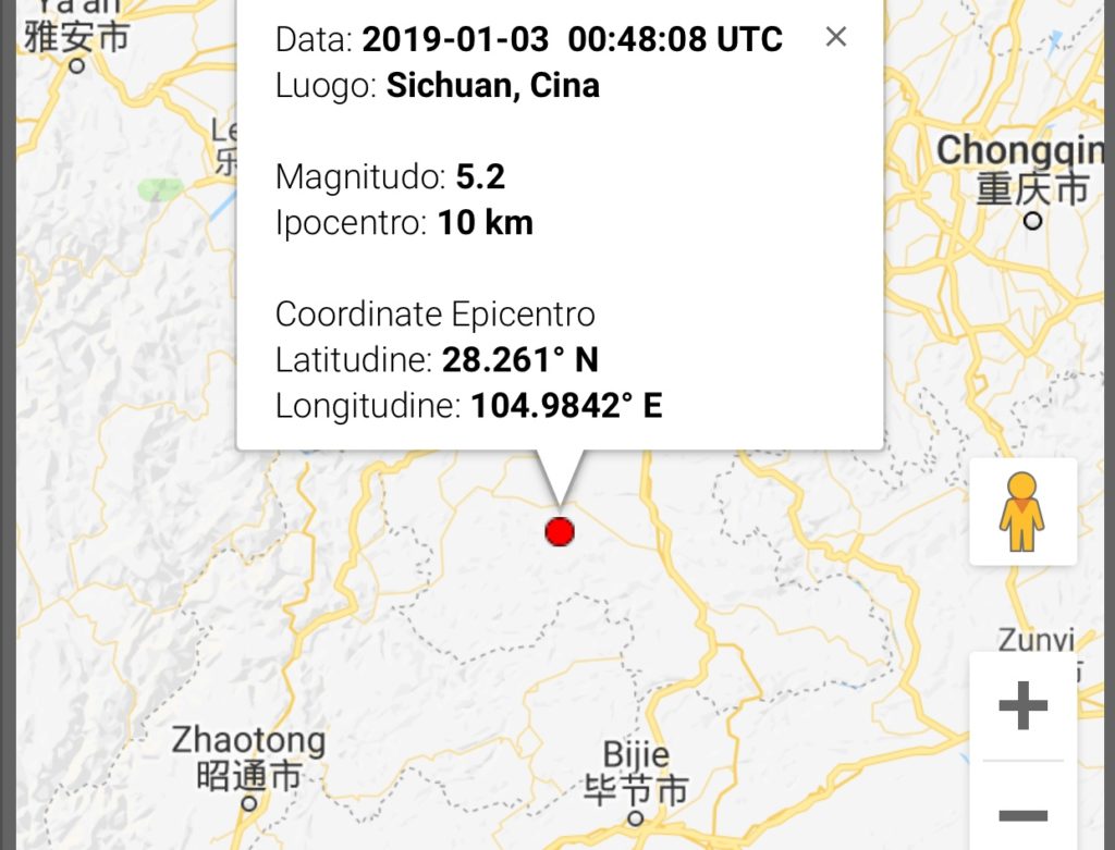 Oggi forte terremoto in Cina nel Sichuar: magnitudo 5.2 ...